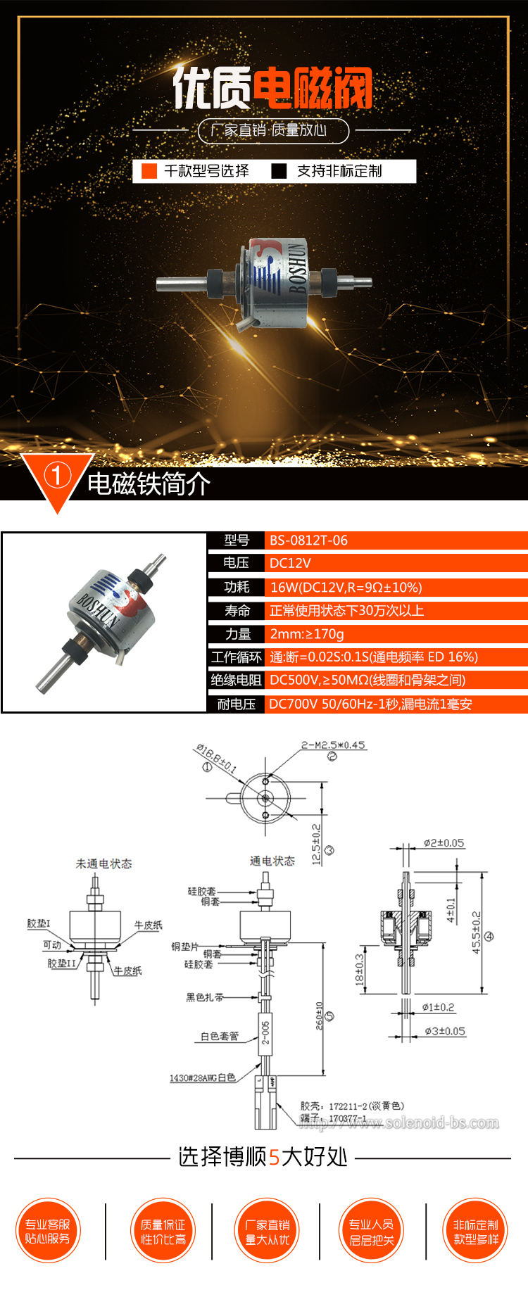貼片機電磁鐵 BS-0812T-06