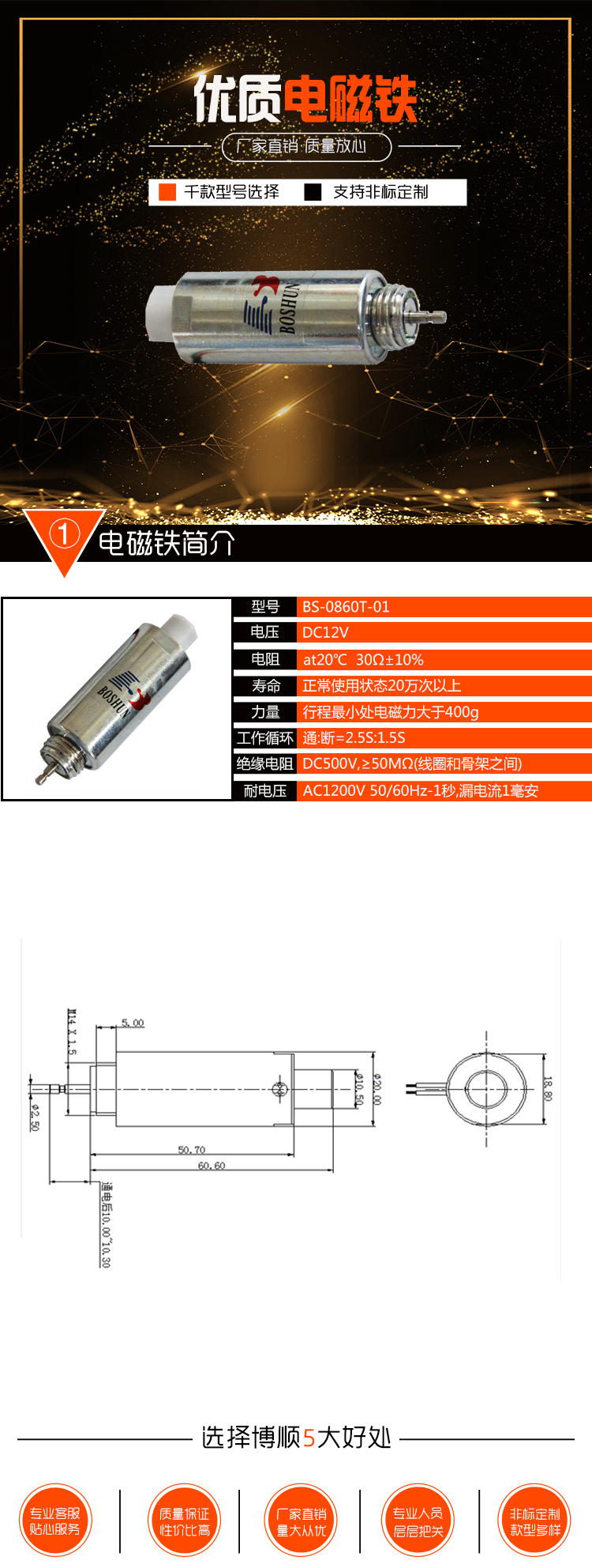 醫療機械電磁鐵 BS-0860T-01